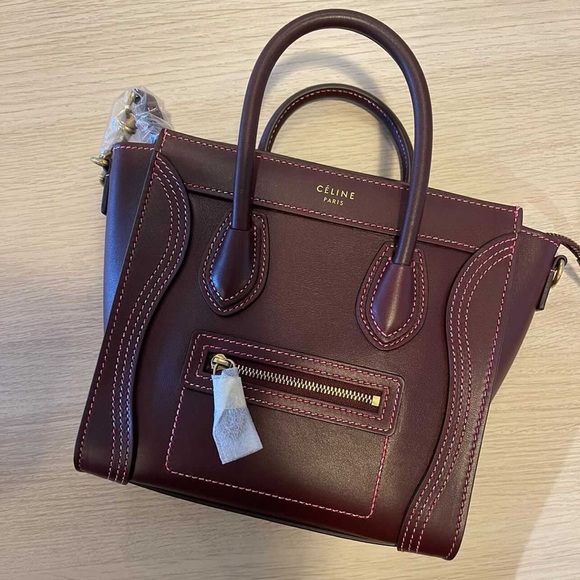 Celine Handbags - “OLD CÉLINE” NANO LUGGAGE BAG IN CALFSKIN BURGUNDY
